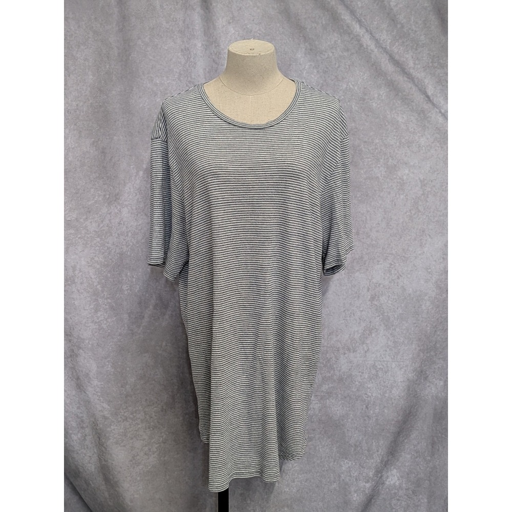 PacSun Los Angeles Scallop Fit Striped T-Shirt Grey White XL Women Oversized C18